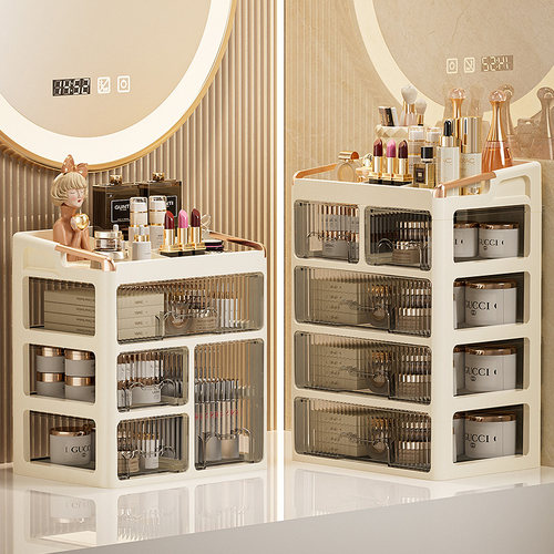 化妆品收纳盒桌面高级感梳妆台抽屉式置物架洗漱台护肤整理柜新款 - 图1