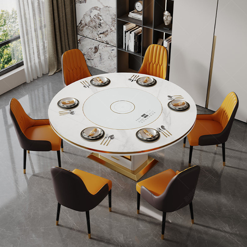 多功能餐桌椅组合轻奢现代简约可伸缩电磁炉可变圆形2025新款餐桌,淘宝优惠券,粉丝福利购,淘宝优惠卷