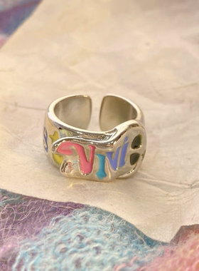 炫彩皮带扣土星戒指女暗黑中古情侣指环宽面欧美朋克手饰男