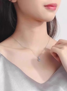 I DO铂金PT950雪花项链1克拉经典六爪天然钻单钻吊坠情人节送女友