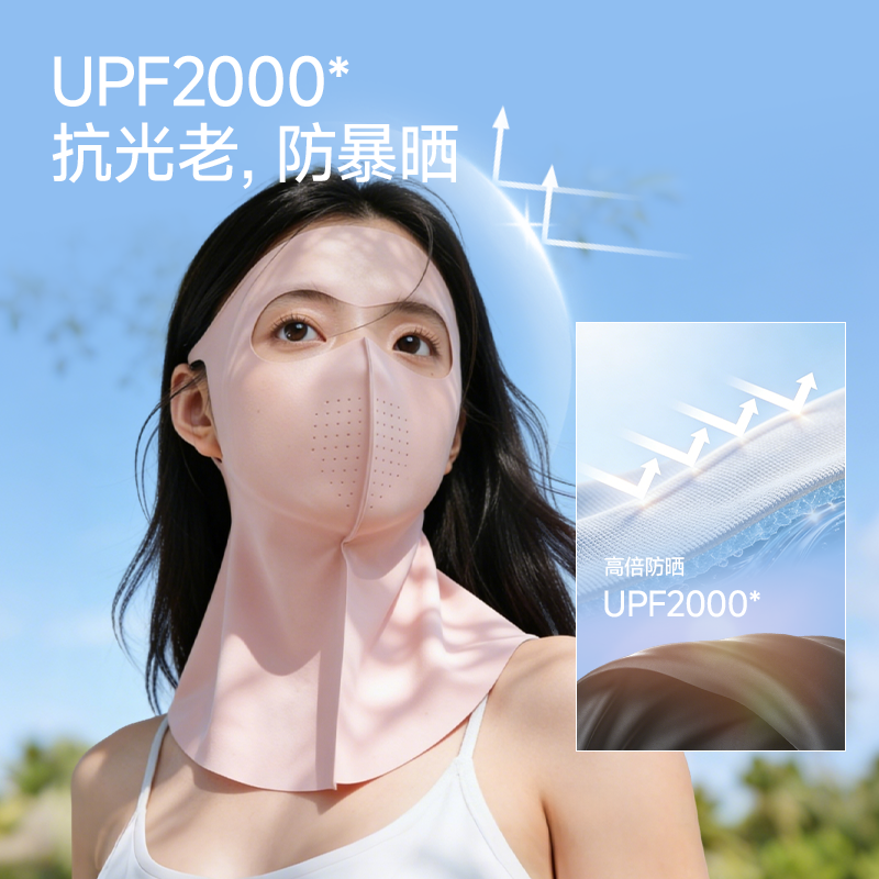 MissWiss护肩颈防晒面罩女轻薄户外防紫外线遮阳透气开车防晒口罩