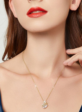 钛钢不褪色镶钻小天鹅项链