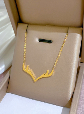 钛钢不褪色一鹿有你项链女