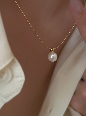 钛钢不褪色短款气质款珍珠项链