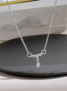 Water Drop Pendant Necklace women 锆石水滴锁骨链吊坠项链