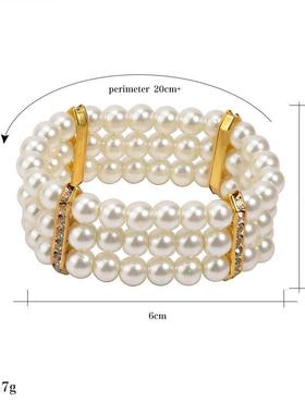 珍珠镶钻女手链奶油色手环手镯 women pearl bracelet jewelry