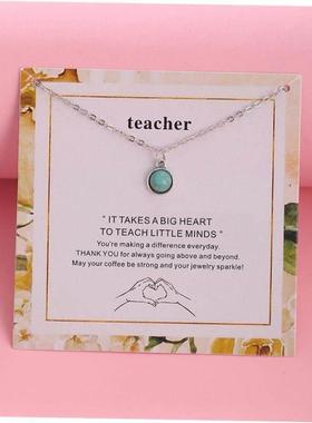 Vintage Turquoise Pendant Necklace Card Necklace female项炼
