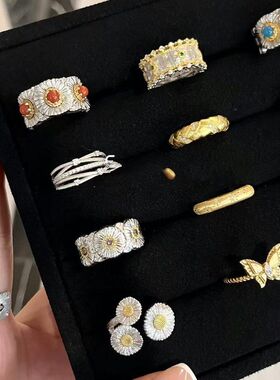vintage纹路小众气质中古锆石