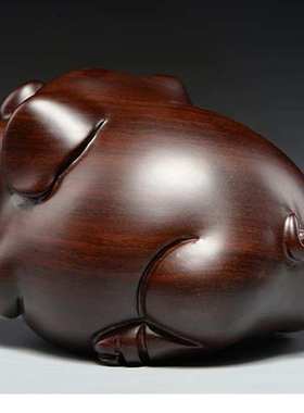 极速家梨木雕猪雕刻生件一对十二摆肖木猪红木花居装X饰工艺品送