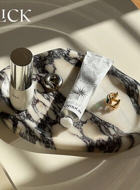 新品click天然大理q石头装饰置物托盘摆件轻奢宝格丽桌面首饰蜡烛