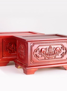 极速藏式糌粑盒糌粑箱实木八宝吉祥财鼠零食O盘长方形精致雕刻花