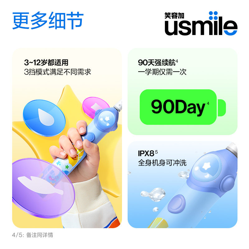 顺丰速发| 笑容加usmile儿童电动牙刷3-6-8到12岁智能语音提醒Q20