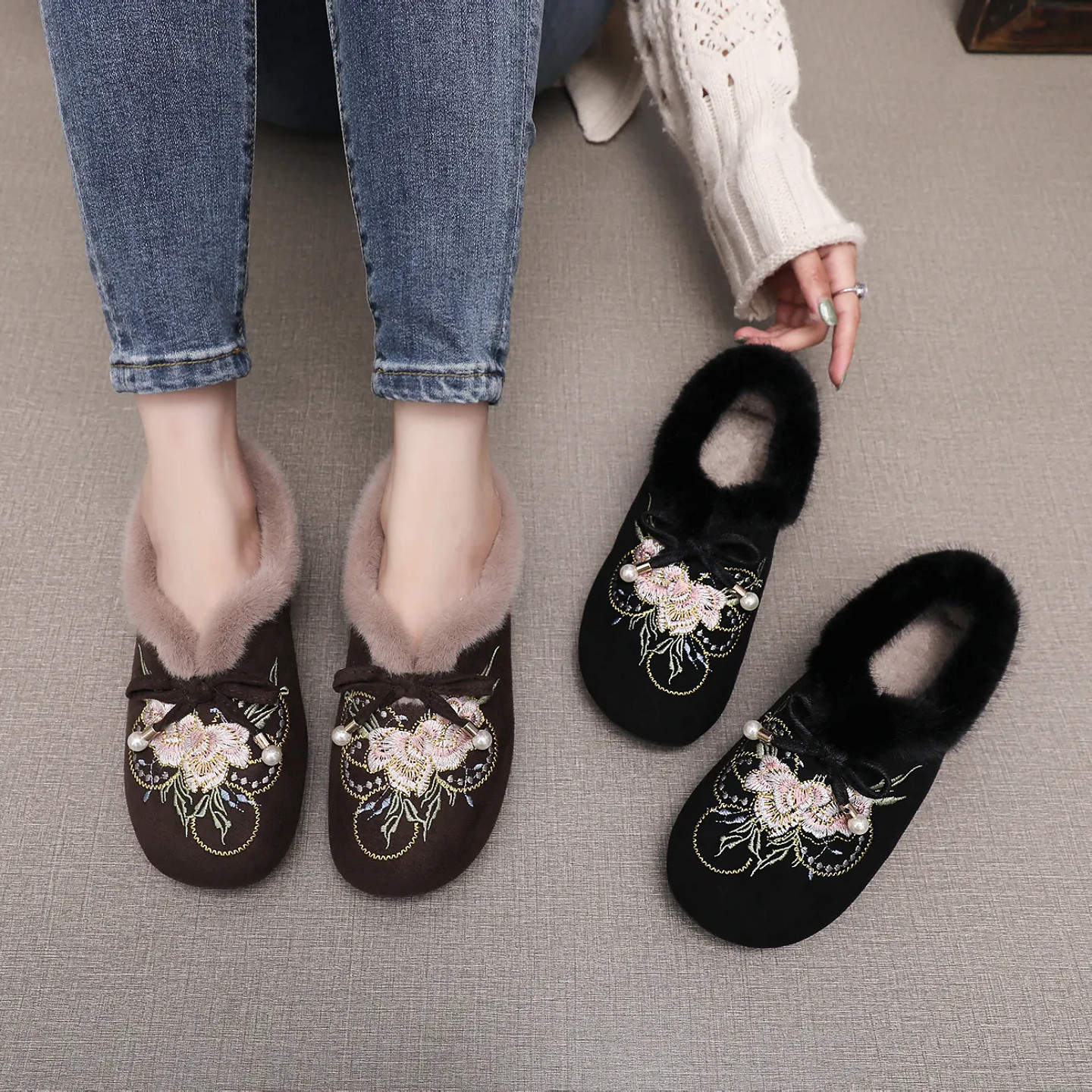 2026冬季新款复古绣花棉鞋防滑软底老北京布鞋加绒保暖舒适妈妈鞋,淘宝优惠券,粉丝福利购,淘宝优惠卷