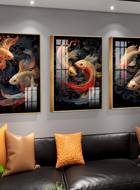 厢宅一品客厅三联画沙发背景墙画