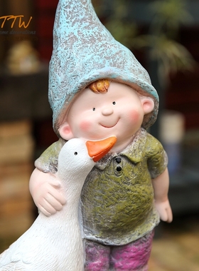 庭院花园阳台客厅别墅喂鹅情侣园林幼儿园装饰摆件造景观