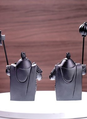 新中式门神哼哈二将摆件招财客厅玄关茶座家居客厅镇宅装饰品摆设