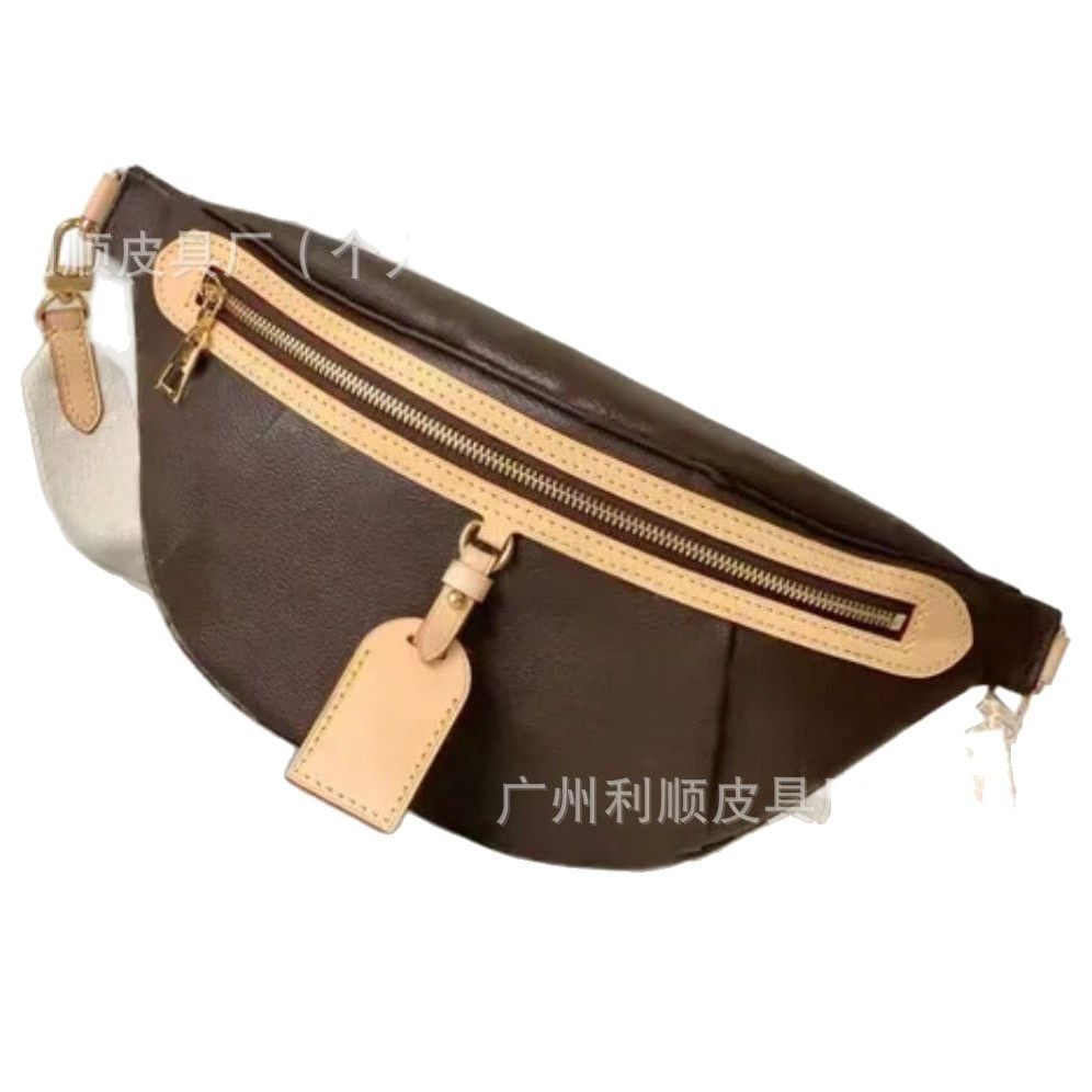 广州外贸直供真皮老花腰包bumbag胸包high rise时尚单肩斜挎女包,淘宝优惠券,粉丝福利购,淘宝优惠卷