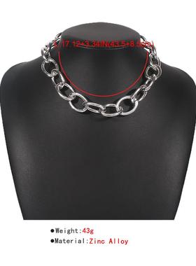 Cute Simple Chain Link Lock Necklace Pendant Women Silver