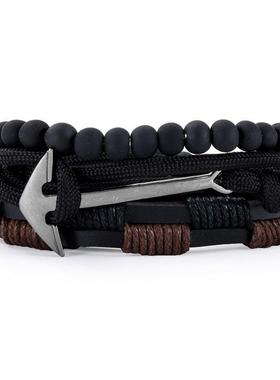 Hot Sale Retro Multi-layer Leather Bracelets For Man Wooden