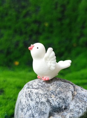 速发白鸽信鸽和平鸽树装迷你小摆件微景观造景脂饰可爱鸟子小动物