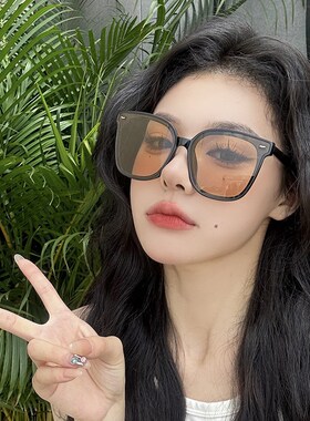 速发框镜202新款大墨茶色遮太镜大脸防级感开车紫外线潮