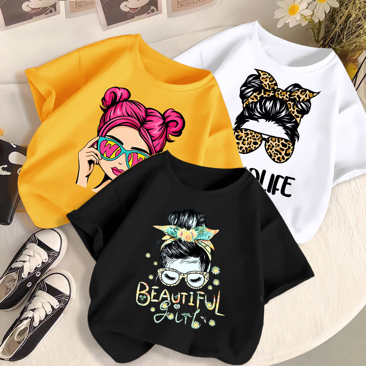 女童纯棉T恤2025新款儿童休闲宽松印花短袖女孩夏季上衣童装,淘宝优惠券,粉丝福利购,淘宝优惠卷