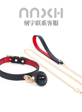 NNXH高端真皮静音铃铛K9牛皮牵引套装choker可刻字