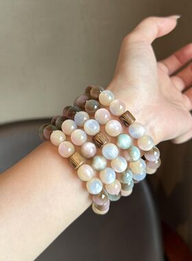 2025粉棕彩虹森系手串手链高颜值