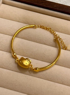 新款金色Kitty猫手镯手链甜美