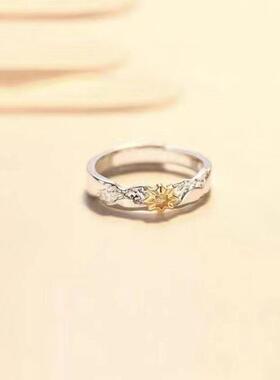 爆款日月同辉情侣一对戒指男女