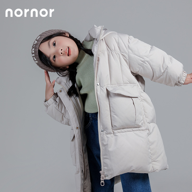 NORNOR 冬季鸭舌帽女童羽绒服儿童羽绒服外套保暖