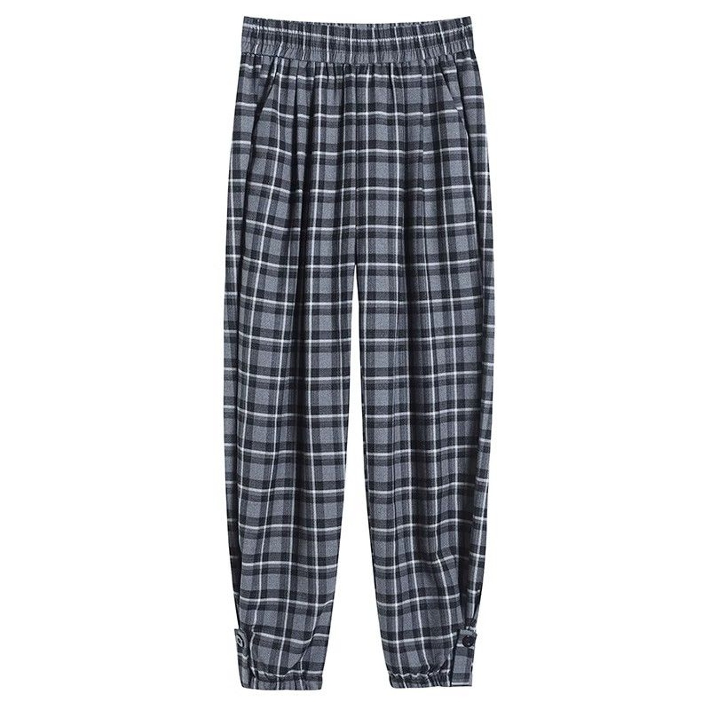 春秋冬2026新款格子休闲裤女大码加绒加厚束脚萝卜宽松哈伦运动裤,淘宝优惠券,粉丝福利购,淘宝优惠卷