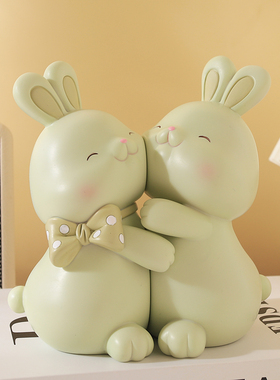 速发情侣抱抱桌子结婚礼物送新人新娘兔面可爱摆件客厅酒柜书房装