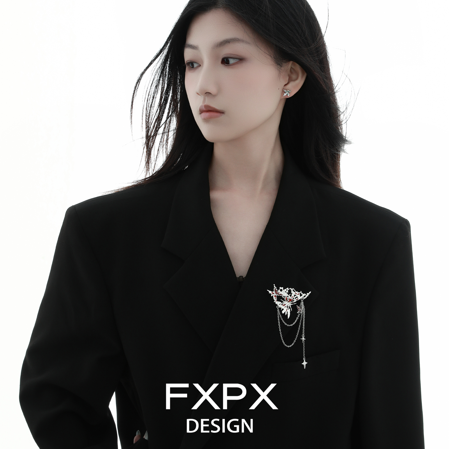 FXPX原创薄荷绿蝴蝶胸针暗红色小众高级感配饰甜酷风西装服饰配件,淘宝优惠券,粉丝福利购,淘宝优惠卷