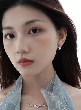 FXPX 纯银蓝色锆石双层项链清冷感锁骨链小众设计高级感吊坠女