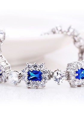 蓝色手链女款小众设计高级感个性冷淡风新款轻奢小众水晶手串精致