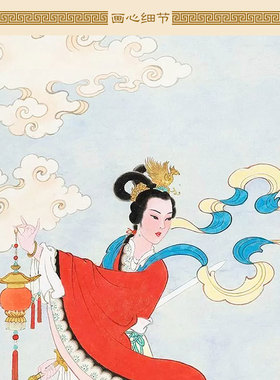 华山三圣母宝莲灯图 神话人物卷轴挂画 中式复古装饰字画定制订做