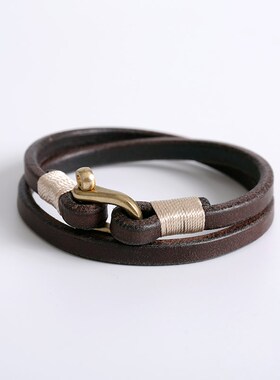 复古植鞣真皮手环纯手工个性手链 简约 男女情侣款手镯配饰品首饰