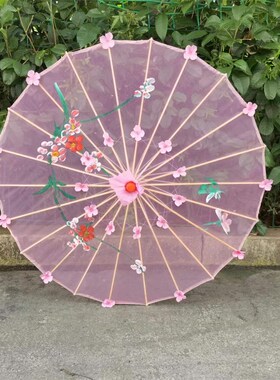 舞蹈演出道具工艺伞透明绢布花瓣伞旗袍走秀回娘家广场表演拍照伞