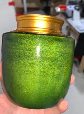 金丝楠阴沉水波纹素面茶叶罐双层铜盖密封罐整木掏空普洱茶罐摆件