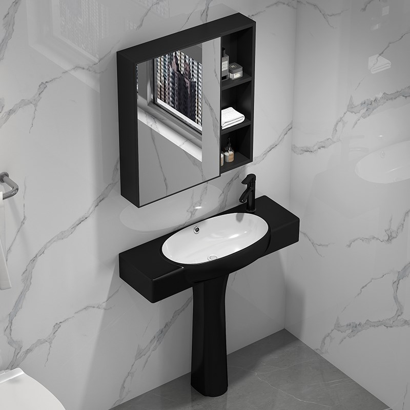 陶瓷洗脸盆小户型落地式立柱盆面池极窄立柱式洗手盆一体台盆迷你 - 图2