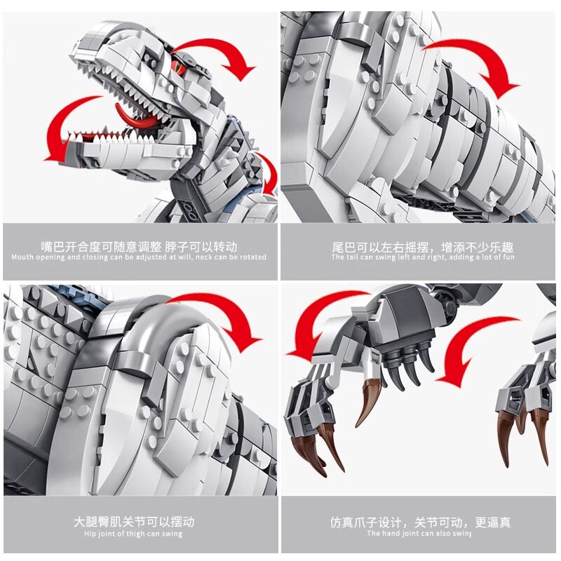 巨大型高难度霸王龙小颗粒拼装益智积木男孩子恐龙玩具8-12岁以上