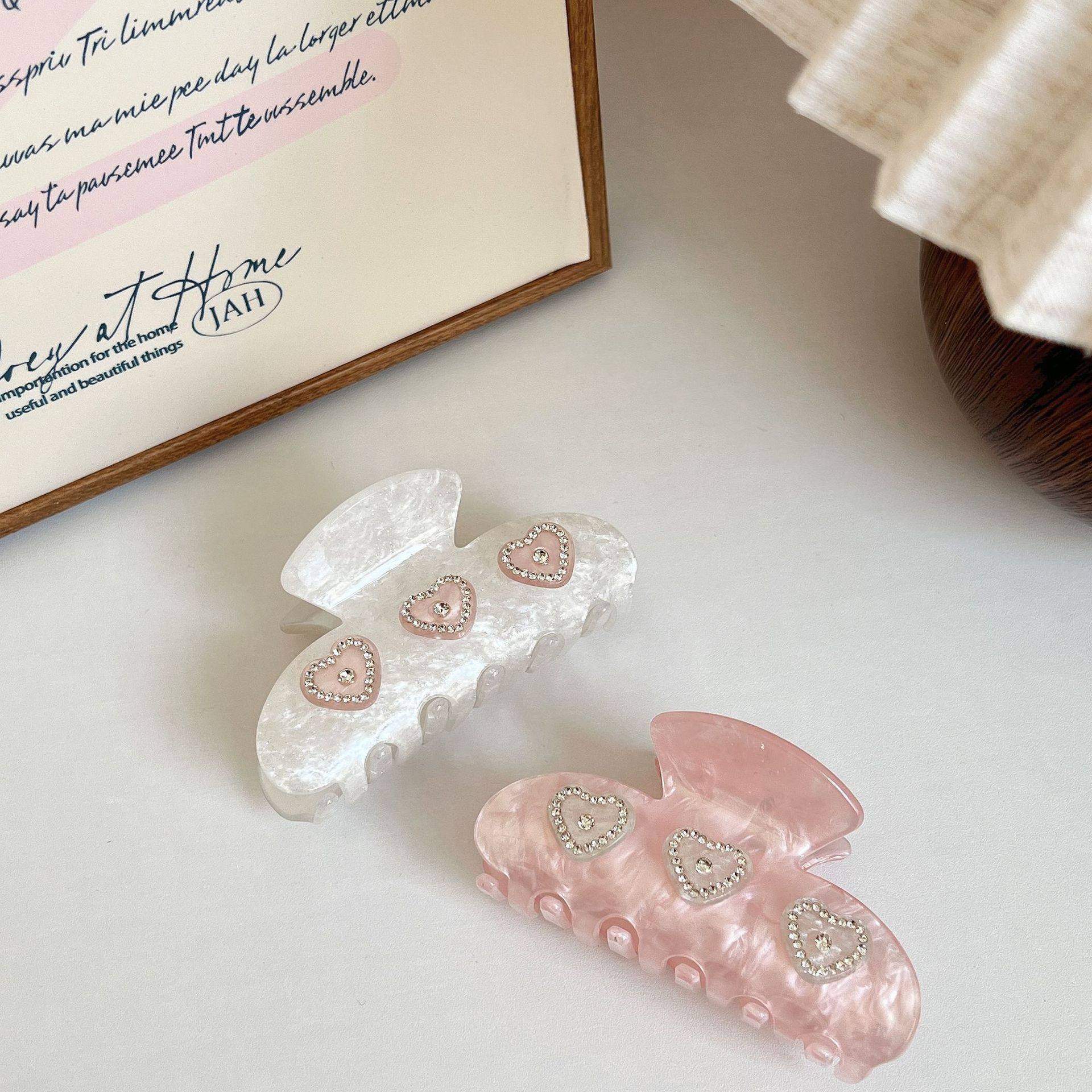 韩系ins风闪钻爱心醋酸抓夹小众法式发夹鲨鱼夹粉甜美少女发夹新,淘宝优惠券,粉丝福利购,淘宝优惠卷