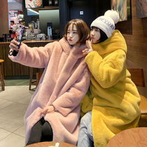 Ultra-thick fur coat large code autumn and winter female imitation water mink wool long with cap loose artificial plush imitation fur coat grass jacket