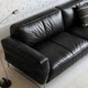 Government subsidizes second-hand Bauhaus obsidian leather living room straight-row stainless steel Italian-style black first-layer cowhide sofa