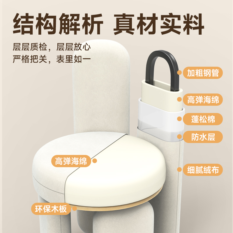 化妆椅女生卧室高级感梳妆台凳子2024新款化妆凳家用轻奢靠背椅子