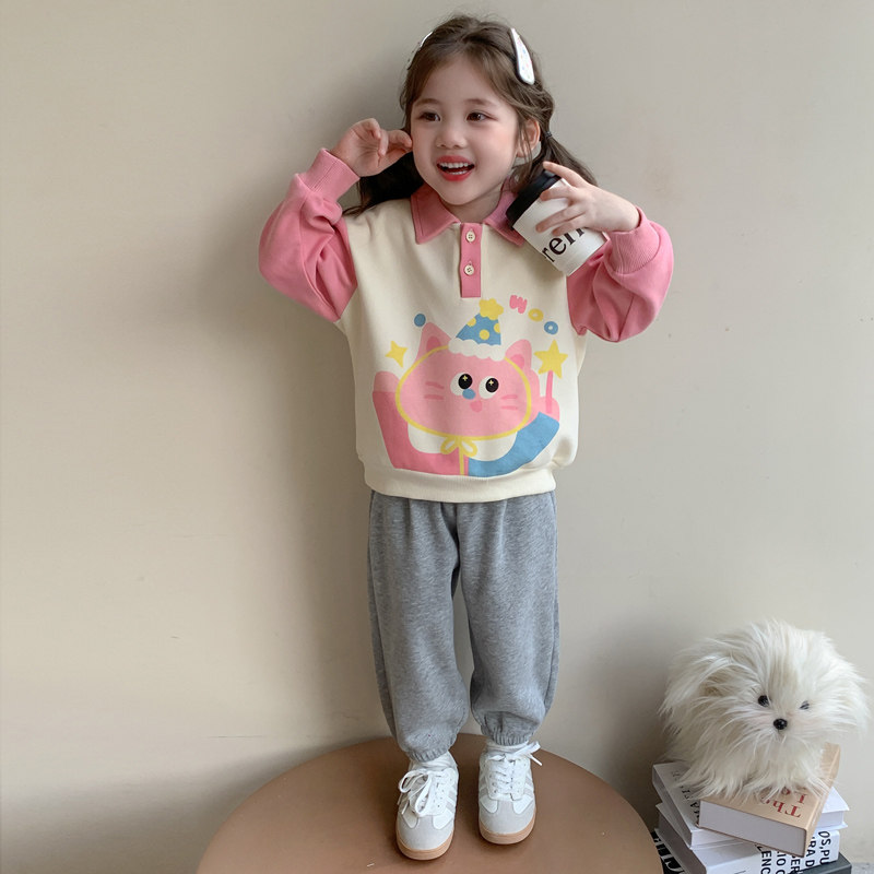 小女孩春季新款可爱多巴胺卫衣两件套女娃娃甜美卡通束脚裤套装潮,淘宝优惠券,粉丝福利购,淘宝优惠卷