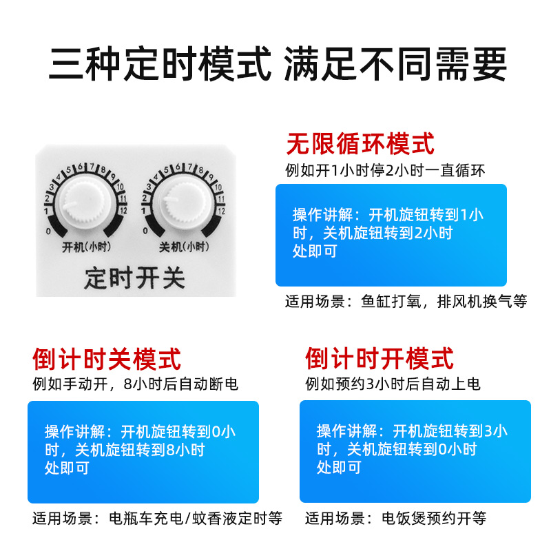 定时插座220V家用单双倒计时定时器开关无限循环控制器 - 图0