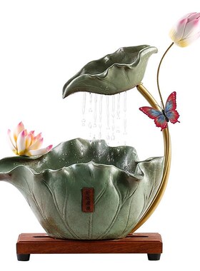 新中式招财流水加湿器循环水客厅办公室桌面摆件雾化生财开业送礼