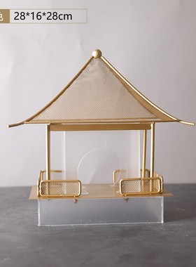 新中式创意金属抽象建筑装饰摆件样板间售楼处书房博古架软装摆设